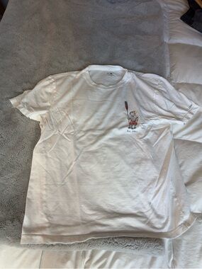 J. Crew White Graphic Tee with Small Paddling Bear size M
